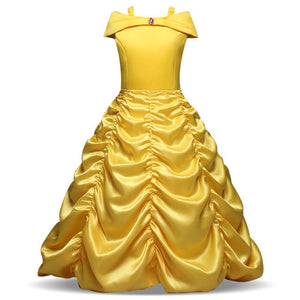 Fancy Girl Princess Dresses Beauty Belle Cosplay Costume Snow Christmas Halloween Princess Dress up Children Party Clothes
