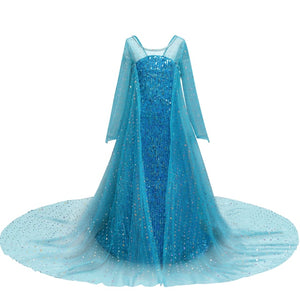 Fancy Girl Princess Dresses Beauty Belle Cosplay Costume Snow Christmas Halloween Princess Dress up Children Party Clothes