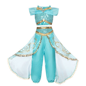 Fancy Girl Princess Dresses Beauty Belle Cosplay Costume Snow Christmas Halloween Princess Dress up Children Party Clothes