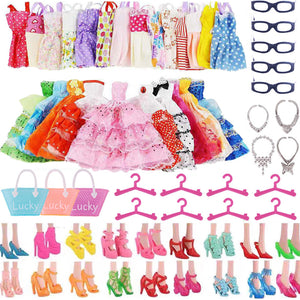 Barbies Doll Clothes Accessories for Barbies Doll Shoes Mini Dress Handbags Crown Hangers Glasses For Barbies Doll&1/6 BJD Blyth