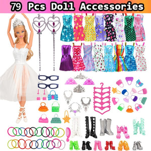 Barbies Doll Clothes Accessories for Barbies Doll Shoes Mini Dress Handbags Crown Hangers Glasses For Barbies Doll&1/6 BJD Blyth