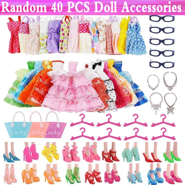 Barbies Doll Clothes Accessories for Barbies Doll Shoes Mini Dress Handbags Crown Hangers Glasses For Barbies Doll&1/6 BJD Blyth
