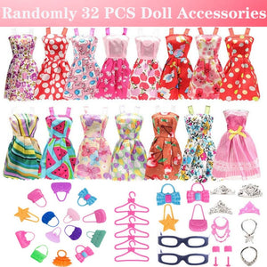 Barbies Doll Clothes Accessories for Barbies Doll Shoes Mini Dress Handbags Crown Hangers Glasses For Barbies Doll&1/6 BJD Blyth