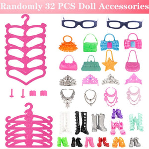 Barbies Doll Clothes Accessories for Barbies Doll Shoes Mini Dress Handbags Crown Hangers Glasses For Barbies Doll&1/6 BJD Blyth