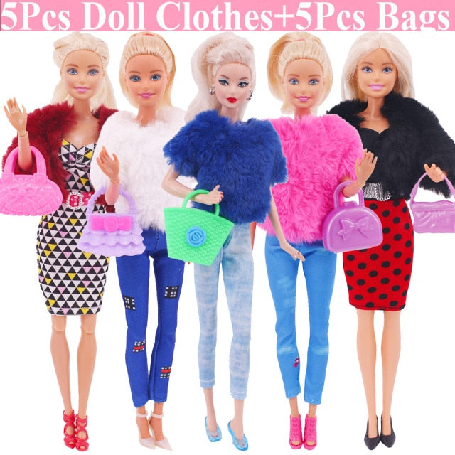 Barbies Doll Clothes Accessories for Barbies Doll Shoes Mini Dress Handbags Crown Hangers Glasses For Barbies Doll&1/6 BJD Blyth