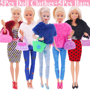 Barbies Doll Clothes Accessories for Barbies Doll Shoes Mini Dress Handbags Crown Hangers Glasses For Barbies Doll&1/6 BJD Blyth