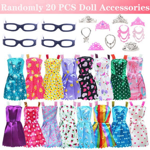 Barbies Doll Clothes Accessories for Barbies Doll Shoes Mini Dress Handbags Crown Hangers Glasses For Barbies Doll&1/6 BJD Blyth
