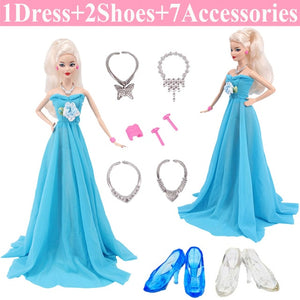 Barbies Doll Clothes Accessories for Barbies Doll Shoes Mini Dress Handbags Crown Hangers Glasses For Barbies Doll&1/6 BJD Blyth