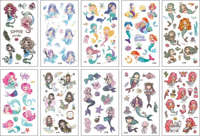10 Sheets/Set Children Cute Cartoon Unicorn Temporary Tattoo Stickers Baby Shower Kids Body Makeup Sticker Tattoos Football