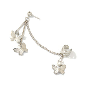 2021 Fashion Butterfly Clip Earrings Ear hook Stainless Steel Ear Clips Double pierced Earring Earrings Women Girls Jewelry