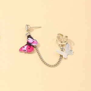 2021 Fashion Butterfly Clip Earrings Ear hook Stainless Steel Ear Clips Double pierced Earring Earrings Women Girls Jewelry