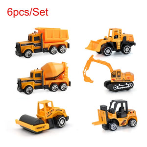 5/6pcs Alloy Diecast Engineering Car Models Fire Fighting Truck Toys for Children Kids Vehicle Toys Gift Excavator Tractor Toy
