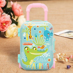 Fashion Metal Mini Suitcase for Dolls Miniature Toys Trunk Dollhouse Decoration Lovely Small Clutch Jewellery Box Doll Handbag