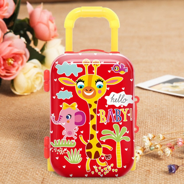 Fashion Metal Mini Suitcase for Dolls Miniature Toys Trunk Dollhouse Decoration Lovely Small Clutch Jewellery Box Doll Handbag