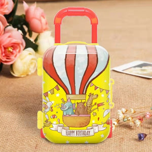 Fashion Metal Mini Suitcase for Dolls Miniature Toys Trunk Dollhouse Decoration Lovely Small Clutch Jewellery Box Doll Handbag