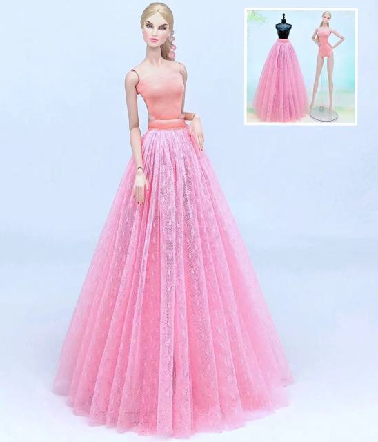 case for barbie doll clothes Princess dress trailing wedding bride marriage dress for barbie accessories toys house ornaments