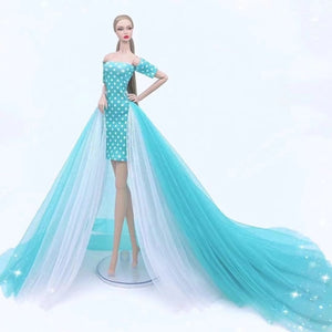 case for barbie doll clothes Princess dress trailing wedding bride marriage dress for barbie accessories toys house ornaments