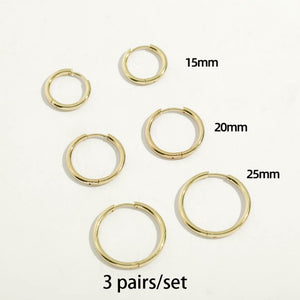 Gold Silver Color Stainless Steel Hoop Earrings for Women Small Simple Round Circle Huggies Ear Rings Steampunk Accessories