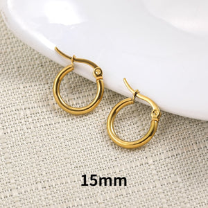 Gold Silver Color Stainless Steel Hoop Earrings for Women Small Simple Round Circle Huggies Ear Rings Steampunk Accessories