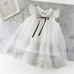 3-12 Years Girls Polka-Dot Dress 2021 Summer Sleeveless Bow Ball Gown Clothing Kids Baby Princess Dresses Children Clothes