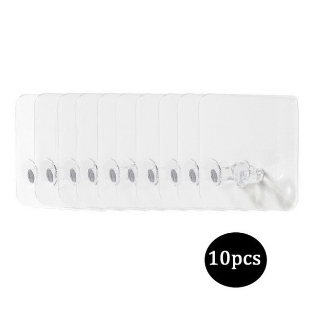 20/10 Pcs Hooks Transparent Strong Self Adhesive Door Wall Hangers Hooks Suction Heavy Load Rack Cup Sucker for Kitchen Bathroom