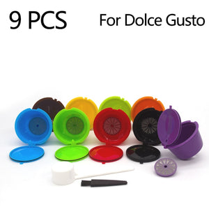 10PCS Refillable Capsules for Nescafe DOLCE GUSTO Coffee Capsules Reusable Filter with Spoon Brush Coffee Pods High Quality