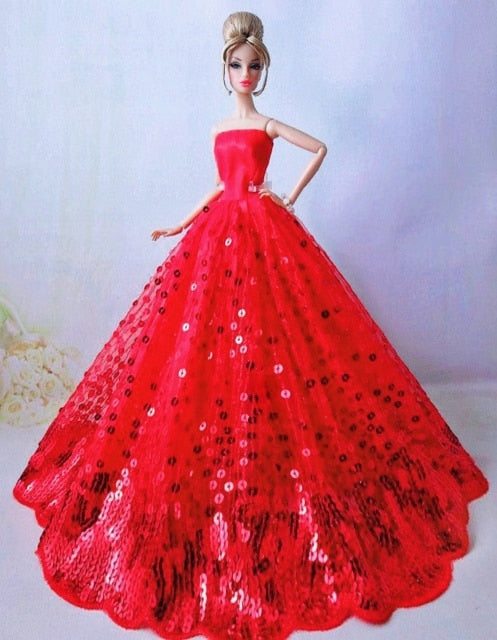 case for barbie doll clothes Princess dress trailing wedding bride marriage dress for barbie accessories toys house ornaments